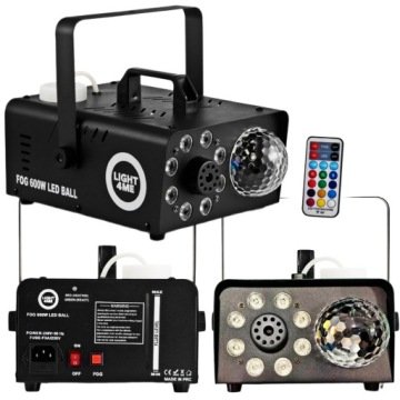 Wytwornica Dymu 600W Led Rgb Z Kulą Dyskotekową I Pilotem