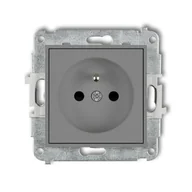 Gniazdka elektryczne - Karlik Gniazdo pojedyncze z uziemieniem szary 27MGP-1zp - miniaturka - grafika 1