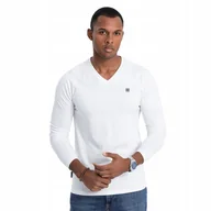 Koszulki męskie - Longsleeve męski V-NECK biały V1 OM-LSCL-0110 L - miniaturka - grafika 1