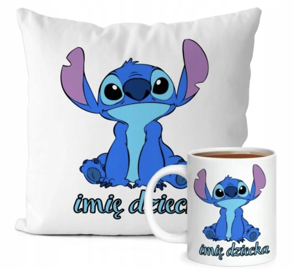 ZESTAW PODUSZKA + KUBEK Prezent STICH STITCH STICZ LILO BAJKA + IMIĘ 48