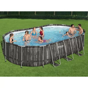 Bestway Basen Power Steel z akcesoriami, owalny, 488x305x107 cm - Baseny ogrodowe - miniaturka - grafika 1
