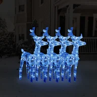 Oświetlenie świąteczne - vidaXL Świąteczne renifery, 4 szt., 160 niebieskich LED, akryl - miniaturka - grafika 1