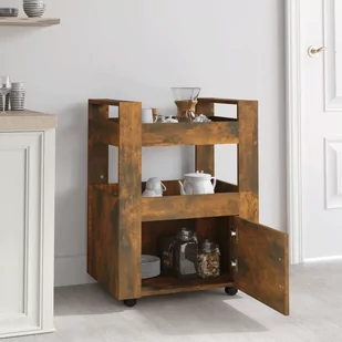 Wózek kuchenny, brązowy dąb 60x45x80 cm materiał drewnopochodny Lumarko! - Wózki kuchenne - miniaturka - grafika 4