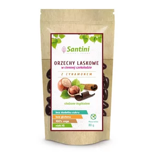 SANTINI Orzechy Laskowe w Ciemnej Czekoladzie z Cynamonem 80g - Santini - Inne słodycze - miniaturka - grafika 1
