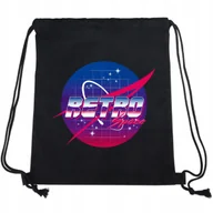 Plecaki worki - Worek Plecak Czarny RETRO SPACE Do Szkoły Wzory - miniaturka - grafika 1