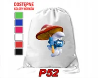 Torby szkolne - WOREK SZKOLNY NA WF BUTY SPORTOWY DLA DZIECKA SMERFY 5 WZORÓW + IMIĘ - miniaturka - grafika 1