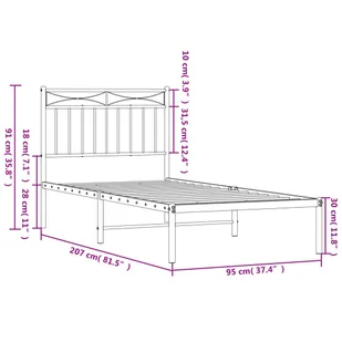 Metalowa rama łóżka z wezgłowiem, czarna, 90x200 cm Lumarko! - Łóżka - miniaturka - grafika 10