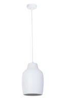 Lampy sufitowe - Biała lampa wisząca, ceramiczna, z kloszem SIG 41377 z serii NORA - miniaturka - grafika 1