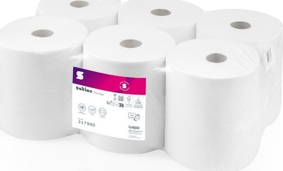 Wepa Wepa Satino Prestige - Ręczniki papierowe w roli w systemie centralnego dozowania, 150 m, 6 rolek - Biały