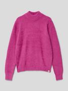 Swetry dla dziewczynek - Sweter z dzianiny z prążkowanym, okrągłym dekoltem - miniaturka - grafika 1