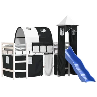 Dziecięce łóżko na antresoli, z wieżą, biało-czarne, 90x190 cm Lumarko! - Łóżka dla dzieci i młodzieży - miniaturka - grafika 2