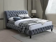 Łóżka - Łóżko Tapicerowane Malena Velvet 160X200 Szare Pikowane Glamour - miniaturka - grafika 1