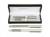 Zestawy piśmiennicze - Pióro kulkowe + długopis Hydra  srebrny - miniaturka - grafika 1