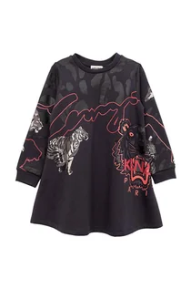 Sukienki - Kenzo kids Kenzo Kids Sukienka dziecięca kolor szary mini rozkloszowana - Kenzo kids - grafika 1