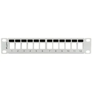 Lanberg PATCH PANEL PUSTY 12 PORT 1U 10&quot Z ORGANIZEREM DO MODUŁÓW KEYSTONE SZARY PPKS-9112-S - Akcesoria do szaf serwerowych - miniaturka - grafika 1