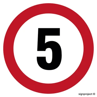 SA003 OGRANICZENIE PRĘDKOŚCI 5, PO - PŁYTA PCV 1MM OSBLASKOWA; (600X600MM) - Systemy ekspozycyjne i znaki informacyjne - miniaturka - grafika 1