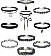 Naszyjniki - Zestaw 10 szt CHOKER naszyjnik rzemyk celebrytka - miniaturka - grafika 1