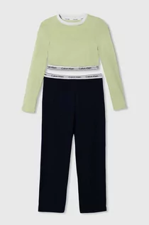 Piżamy dla dziewczynek - Calvin Klein Underwear piżama dziecięca kolor zielony gładka - grafika 1