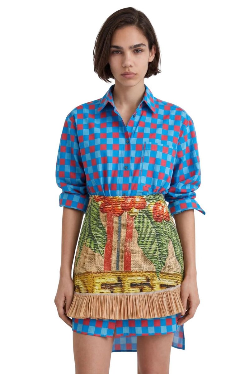 Spódnica damska Desigual x Stella Jean Fresh Coffe z motywem worka kawy