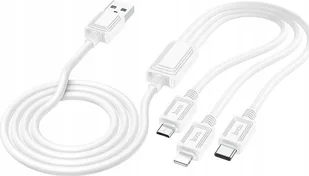 HOCO kabel 3w1 USB A do Lightning / Micro USB / Typ C 2A X74 1 m biały - Kable USB - miniaturka - grafika 1