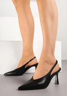 Sandały damskie - Czarne Sandały Vices na Szpilce Bez Pięty z Ozdobnymi Nitami Kolenna - miniaturka - grafika 1