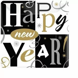 Talerzyki papierowe Happy New Year - 23 cm - 8 szt. - Sylwester - miniaturka - grafika 1