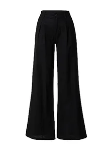 Urban Classics Damskie spodnie High Linen Mixed Wide Leg Pants, czarny, 34 - Spodnie damskie - miniaturka - grafika 1