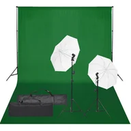 Lampy studyjne - vidaXL Fotograficzny zestaw studyjny z lampami i tłem - miniaturka - grafika 1