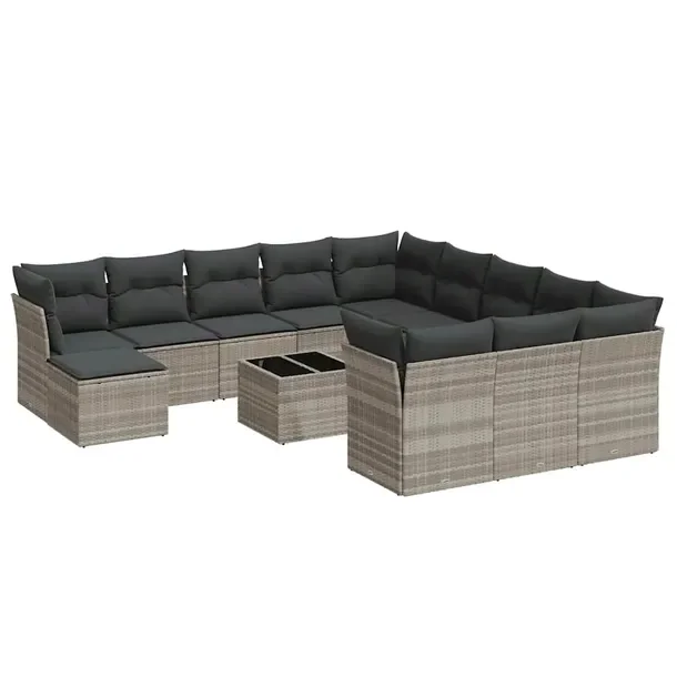 Zestaw mebli ogrodowych modułowych jasnoszary rattan PE 62 x 62 x 69 cm