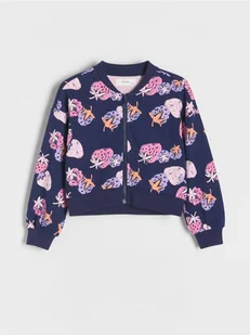 Reserved - Wzorzysta bluza bomber - granatowy - Bluzy dla dziewczynek - miniaturka - grafika 1