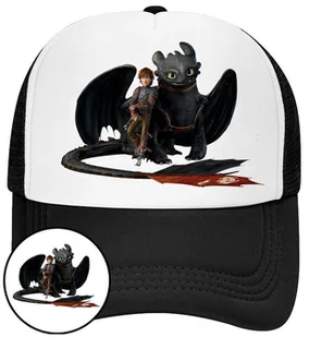 Czapka z Daszkiem Smok Czarna z Nadrukiem Na Lato Siatka Bejsbolówka - Czapki i chusty sportowe męskie Czapka z Daszkiem Smok Czarna z Nadrukiem Na Lato Siatka Bejsbolówka - Czapki i chusty sportowe męskie - miniaturka - grafika 1