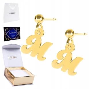 Złote Kolczyki 925 z Literkami Litera na Sztyfcie Pozłacane 24K Literki M - Kolczyki - miniaturka - grafika 1