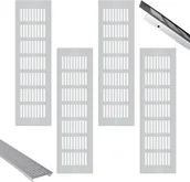 Kratki wentylacyjne - 4 szt. prostokątnych kratek wentylacyjnych, kratki wentylacyjne zewnętrzne, do kuchni i salonu, srebrne - miniaturka - grafika 1