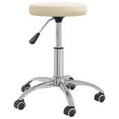 Fotele i krzesła biurowe - Obrotowe krzesło biurowe, vidaXL, kremowe, tapicerowane aksamitem - miniaturka - grafika 1