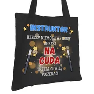 Torby i wózki na zakupy - Torba Bawełniana dla Instruktora Czarna Prezent Ekologiczna Trwały Nadruk - miniaturka - grafika 1