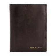 Portfele - Portfel męski ze skóry bydlęcej Wings, 13 x 10 x 2 cm, RFID, brązowy - miniaturka - grafika 1