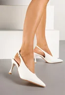Sandały damskie - Białe Sandały na Szpilce z Odkrytą Piętą Sylavia - miniaturka - grafika 1