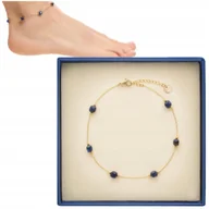 Bransoletki - Bransoletka pozłacana na kostkę z kamieniami naturalnymi lapis lazuli Mys - miniaturka - grafika 1