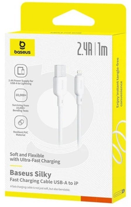 Baseus Silky Series Ladekabel USB auf iP 2.4A 2m Weiß