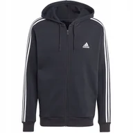 Bluzy męskie - Bluza męska adidas Essentials Fleece 3-Stripes Full-Zip czarna IB4029 2XL - miniaturka - grafika 1