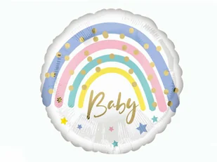 Amscan Balon foliowy Baby z tęczą - 43 cm - 1 szt. 4167101 - Baby shower i roczek - miniaturka - grafika 2