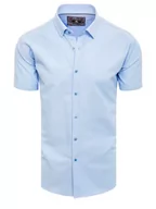 Koszule męskie - Koszula męska z krótkim rękawem jasnoniebieska Dstreet KX0987 - miniaturka - grafika 1