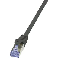 Patchcordy - LogiLink Patchcord CQ3023S Cat.6A S/ftp 0,50m czar - miniaturka - grafika 1
