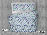 Pościel dla dzieci - Extrapościel Pościel bawełniana 140x200 1195E biała Dinozaury niebieskie szafirowe turkusowe - miniaturka - grafika 1