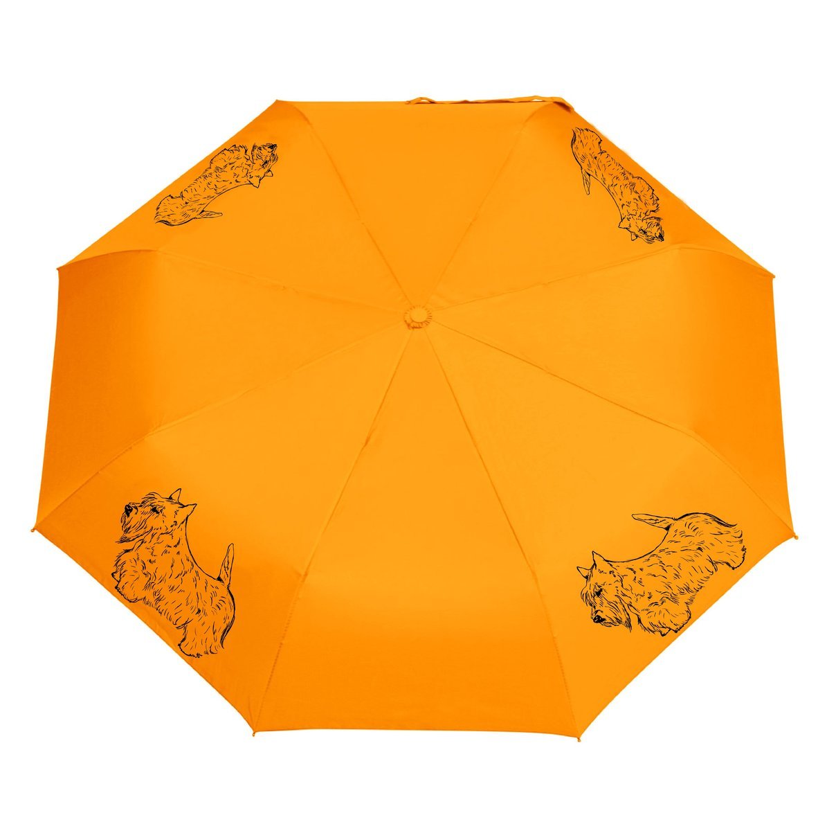 Parasol z Psami Parasolka Terrier Szkocki Składana, Lekka, Wiatroodporna Pomarańczowy