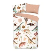 Pościel dla dzieci - Brązowo-beżowa bawełniana pościel dziecięca do łóżeczka 100x135 cm Dino – Good Morning - miniaturka - grafika 1