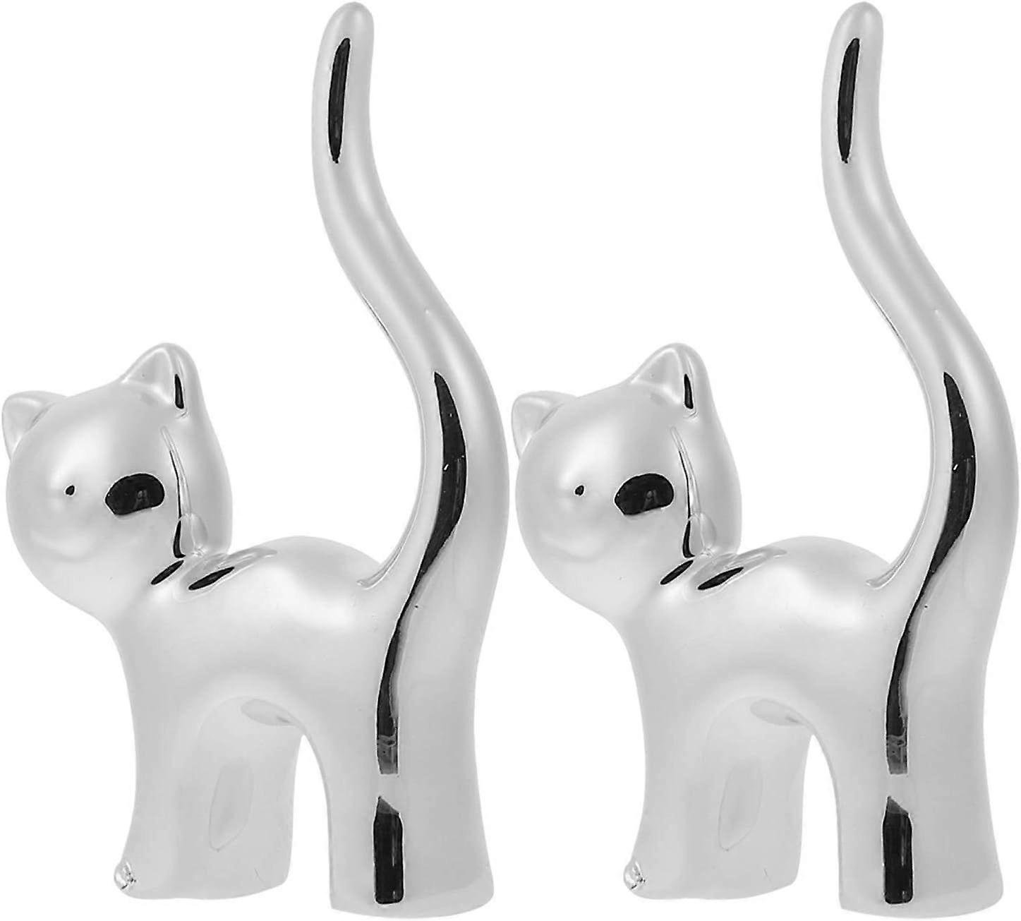 Uchwyt na pierścionek Ceramiczny śliczny kot Figura Stojak na pierścionek Stojak na biżuterię Uchwyt na biżuterię Pierścionki na palec Wyświetlacz ...