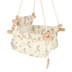 Huśtawka dla dzieci materiałowa drewniana wisząca tęcza - Leżaczki i huśtawki Huśtawka dla dzieci materiałowa drewniana wisząca tęcza - Leżaczki i huśtawki - miniaturka - grafika 7