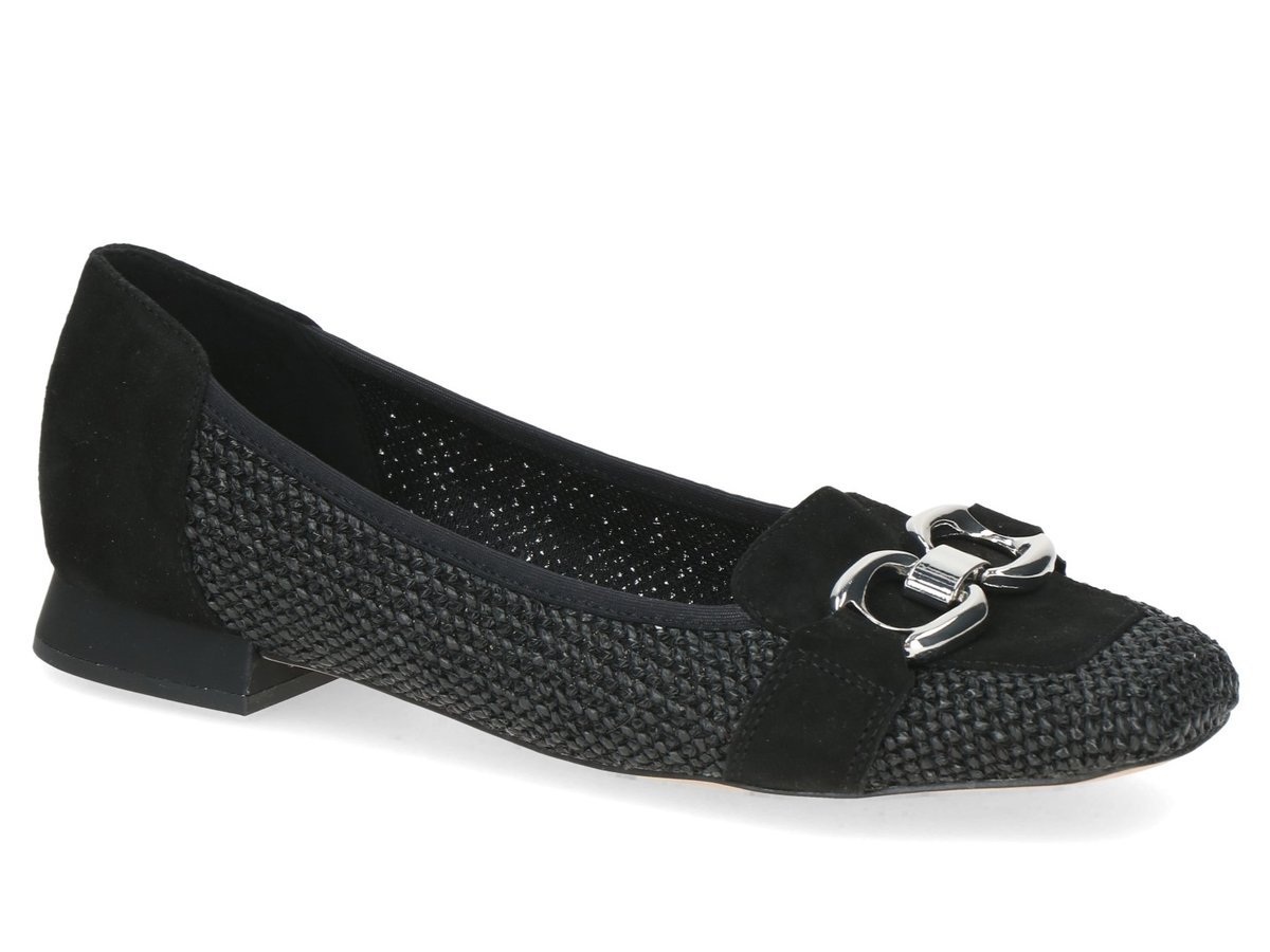 Czółenka damskie czarne Caprice 24201 skórzane eleganckie płaski obcas-39