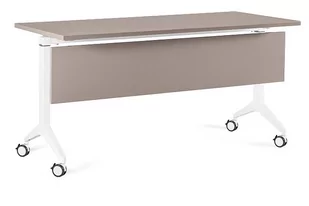 Biurko na kółkach Yumi S - Biały - Stelaż, Blat i Panel Maskujący - 150x70 cm - YZ-14 Beżowy - Biurka - miniaturka - grafika 1